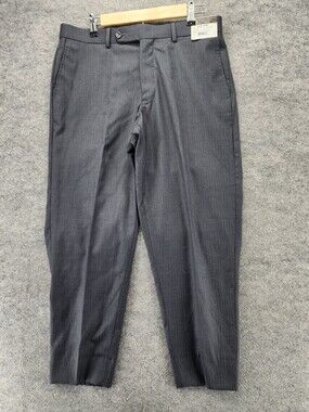 Caravelli Pants Mens 40S 34W Gray Pinstripe